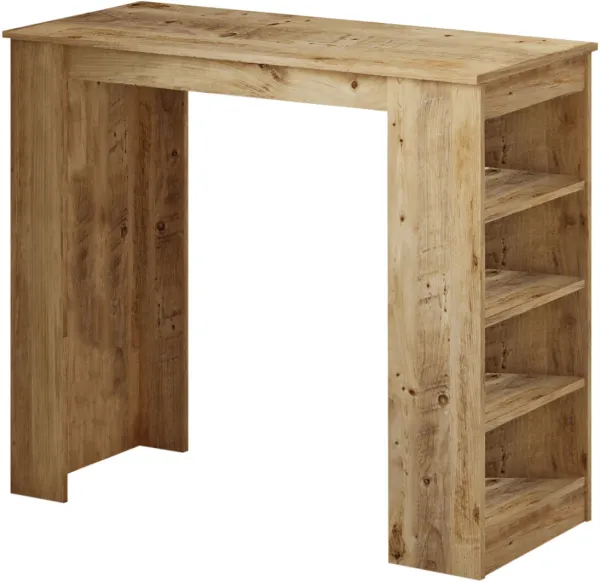 NORDVÄRK ST1 baaripöytä, 3 hyllyllä - luonnollinen melamiini (120x51,6)