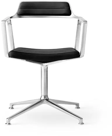 Vipp 452 Kääntötuoli lattiasuojilla Alumiini/Musta Nahka