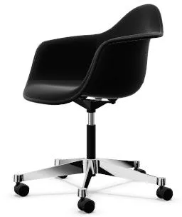 Vitra Eames Plastic PACC Toimistotuoli Swivel Täysin Verhoiltu Musta/Hopsak F60