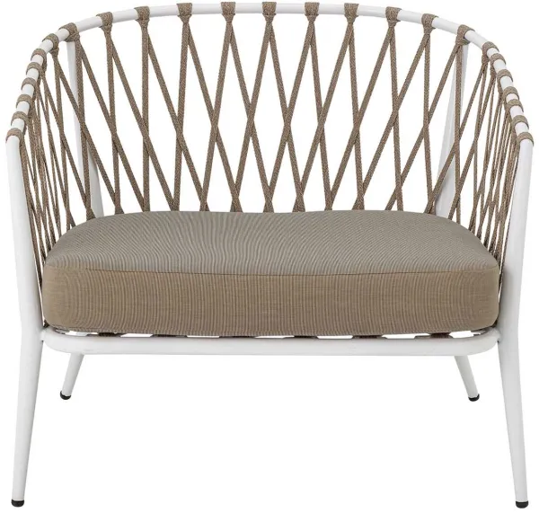 CREATIVE COLLECTION Cia ulkotuolituoli puutarhaan, tyynyllä - polyesteri ja valkoinen metalli