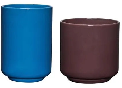 Hübsch Deux Potte 2 kpl Punaruskea/Sininen